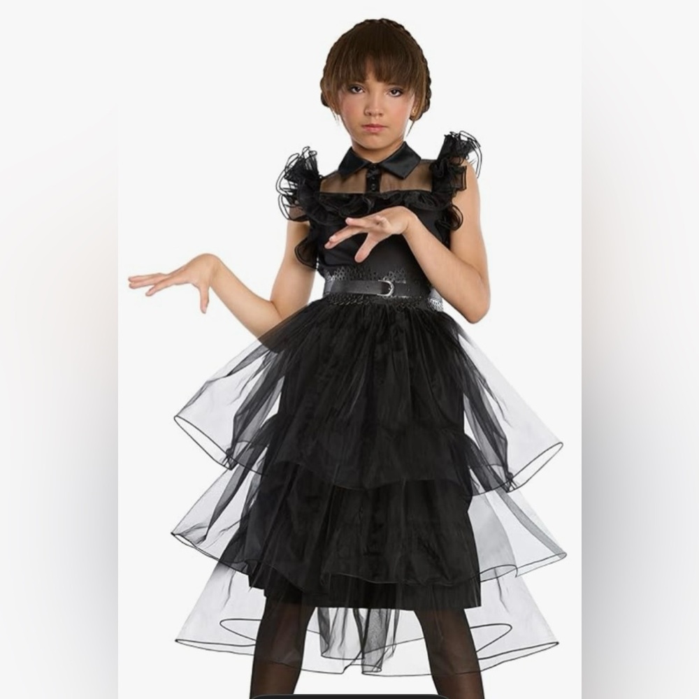 Gothic schoolgirl costume adult size large Black Layered Dress new in the bag